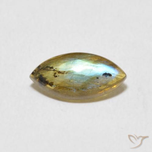 0.95ct Naturale Multicolore Labradorite, Taglio marquise, Traslucido