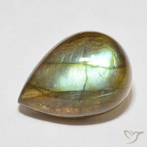 12.52ct Naturale Multicolore Labradorite, Forma a pera, Traslucido