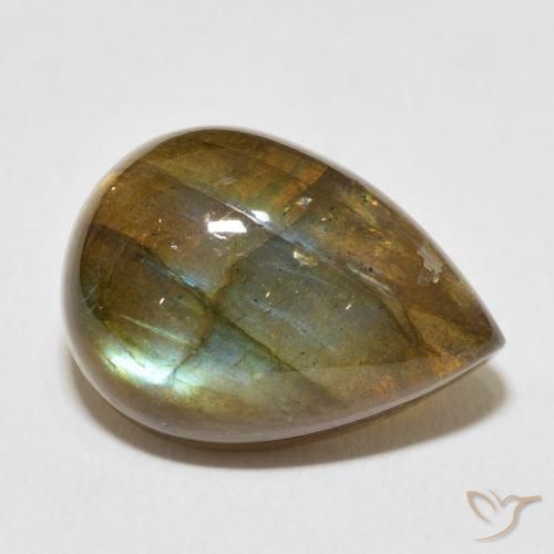 Labradorite Multicolore naturale da 12.52 ct, Forma a pera, Traslucido