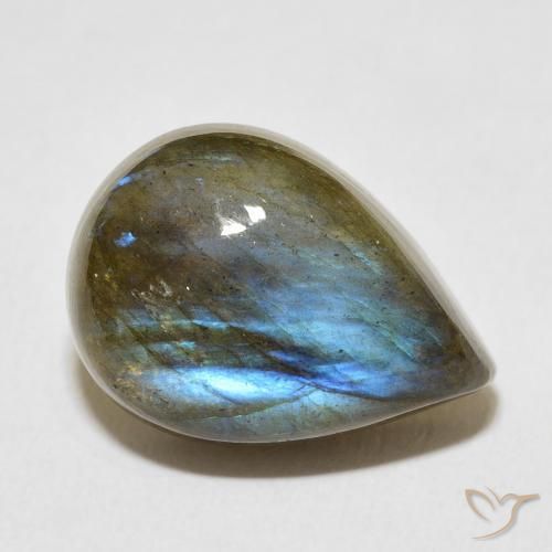 Labradorite Multicolore naturale da 12.37 ct, Forma a pera, Traslucido