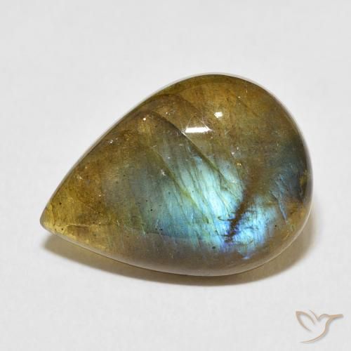 8.56ct Naturale Multicolore Labradorite, Forma a pera, Traslucido