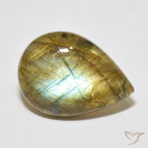 8.73ct Naturale Multicolore Labradorite, Forma a pera, Traslucido