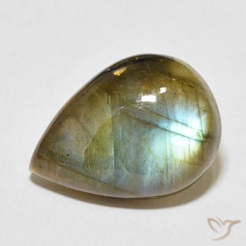 10.51ct Naturale Multicolore Labradorite, Forma a pera, Traslucido