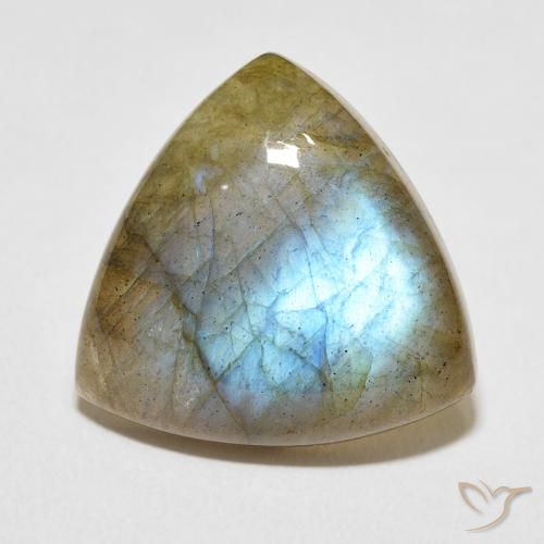 13.86ct Naturale Multicolore Labradorite, Taglio trillion, Traslucido