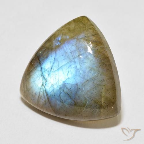 Labradorite Multicolore naturale da 13.86 ct, Taglio trillion, Traslucido
