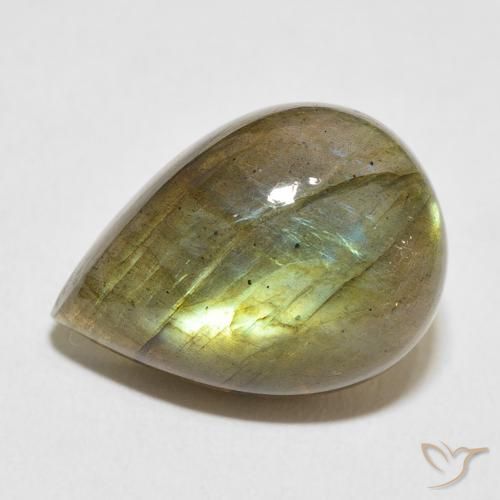 12.53ct Naturale Multicolore Labradorite, Forma a pera, Traslucido