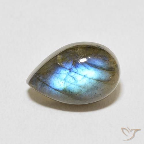 3.76ct Naturale Multicolore Labradorite, Forma a pera, Traslucido