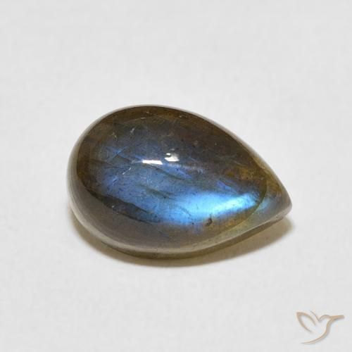 3.93ct Naturale Multicolore Labradorite, Forma a pera, Traslucido