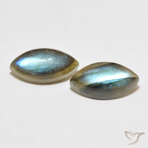 5.12ctw Naturale Multicolore Labradorite, Taglio marquise, Traslucido