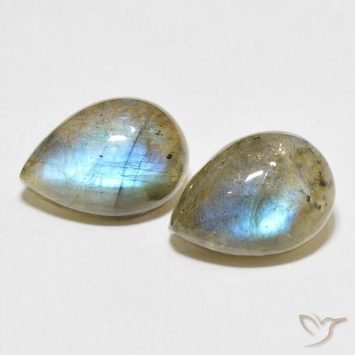 12.40ctw Naturale Multicolore Labradorite, Forma a pera, Traslucido