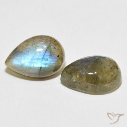 Gemme di Labradorite Multicolore naturale da 12.40 ct, Forma a pera, Traslucido