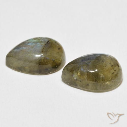 Gemme di Labradorite Multicolore naturale da 12.40 ct, Forma a pera, Traslucido