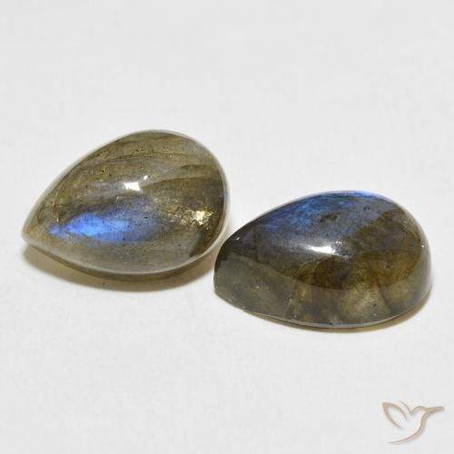 Gemme di Labradorite Multicolore naturale da 13.55 ct, Forma a pera, Traslucido