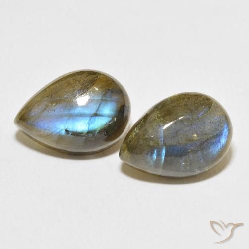 12.84ctw Naturale Multicolore Labradorite, Forma a pera, Traslucido