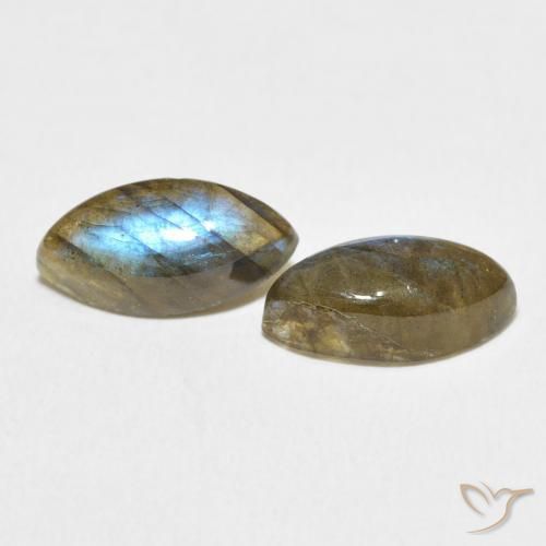 Gemme di Labradorite Multicolore naturale da 4.86 ct, Taglio marquise, Traslucido