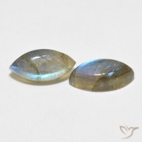 Gemme di Labradorite Multicolore naturale da 4.75 ct, Taglio marquise, Traslucido