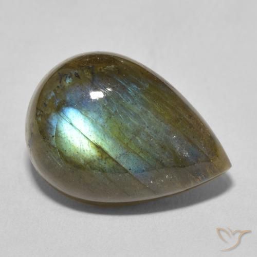 11.67ct Naturale Multicolore Labradorite, Forma a pera, Traslucido