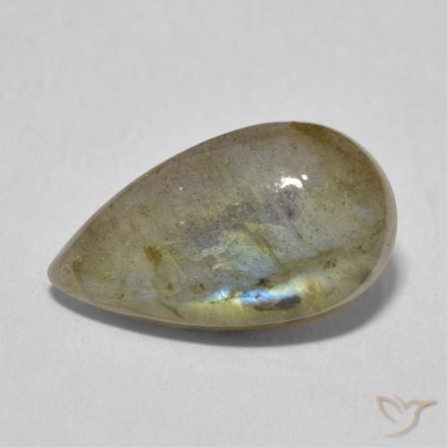 6.59ct Naturale Multicolore Labradorite, Forma a pera, Traslucido