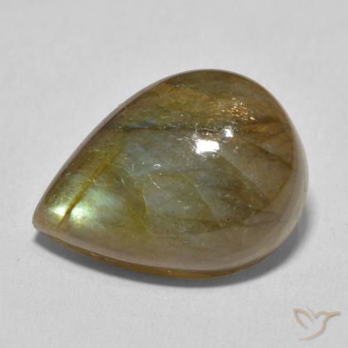 12.00ct Naturale Multicolore Labradorite, Forma a pera, Traslucido