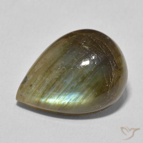 10.59ct Naturale Multicolore Labradorite, Forma a pera, Traslucido