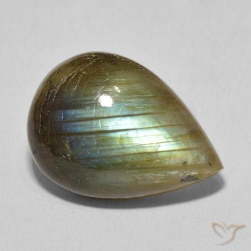 Labradorite Multicolore naturale da 10.59 ct, Forma a pera, Traslucido