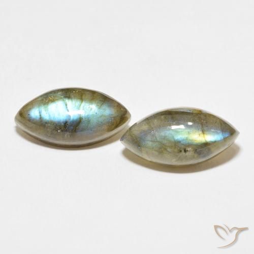 10.96ctw Naturale Multicolore Labradorite, Taglio marquise, Traslucido