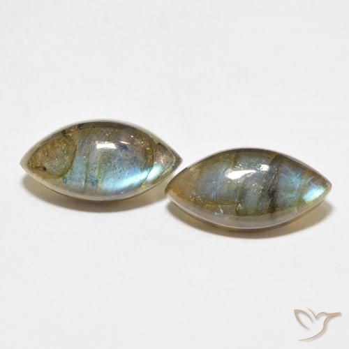 Gemme di Labradorite Multicolore naturale da 10.37 ct, Taglio marquise, Traslucido