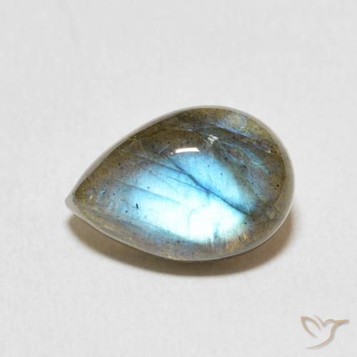 3.93ct Naturale Multicolore Labradorite, Forma a pera, Traslucido
