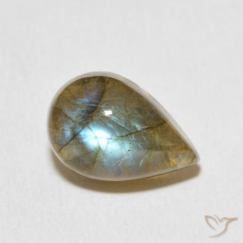 4.17ct Naturale Multicolore Labradorite, Forma a pera, Traslucido