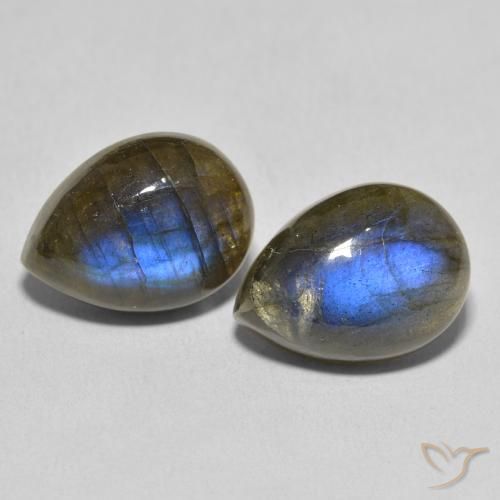 20.86ctw Naturale Multicolore Labradorite, Forma a pera, Traslucido