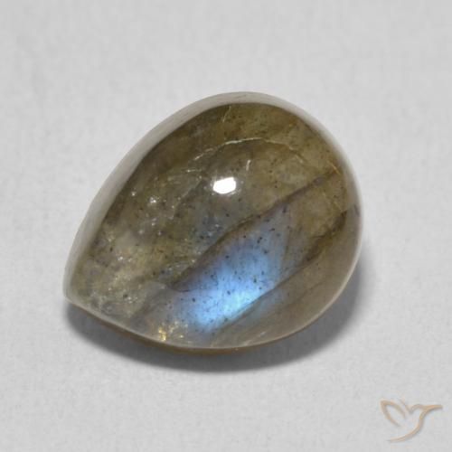 4.07ct Naturale Multicolore Labradorite, Forma a pera, Traslucido