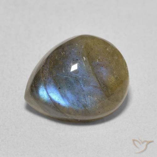 3.48ct Naturale Multicolore Labradorite, Forma a pera, Traslucido