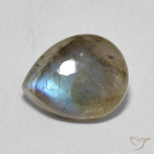 3.40ct Naturale Multicolore Labradorite, Forma a pera, Traslucido