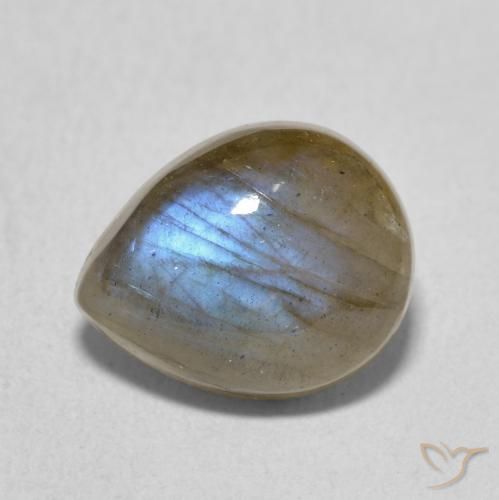 3.66ct Naturale Multicolore Labradorite, Forma a pera, Traslucido