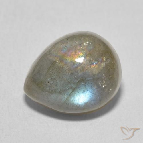 4.12ct Naturale Multicolore Labradorite, Forma a pera, Traslucido
