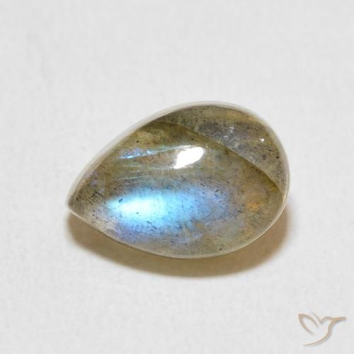 2.88ct Naturale Multicolore Labradorite, Forma a pera, Traslucido