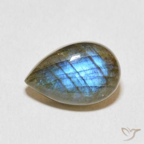3.76ct Naturale Multicolore Labradorite, Forma a pera, Traslucido