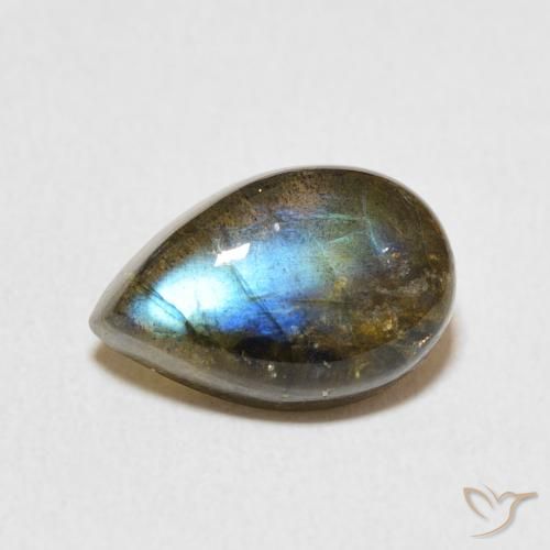3.51ct Naturale Multicolore Labradorite, Forma a pera, Traslucido, Photo A