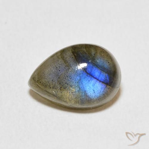 2.37ct Naturale Multicolore Labradorite, Forma a pera, Traslucido