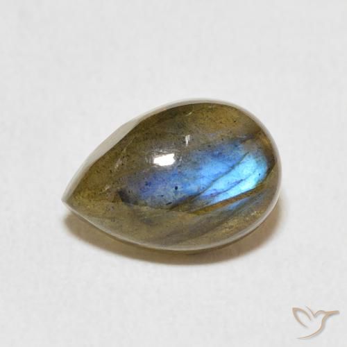 2.40ct Naturale Multicolore Labradorite, Forma a pera, Traslucido