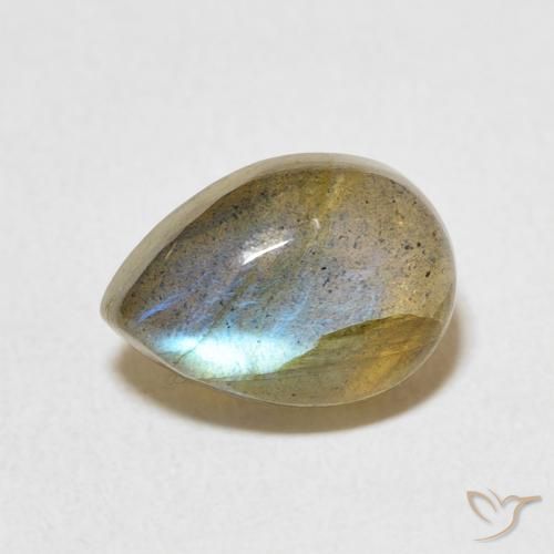 2.63ct Naturale Multicolore Labradorite, Forma a pera, Traslucido