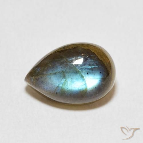 2.66ct Naturale Multicolore Labradorite, Forma a pera, Traslucido