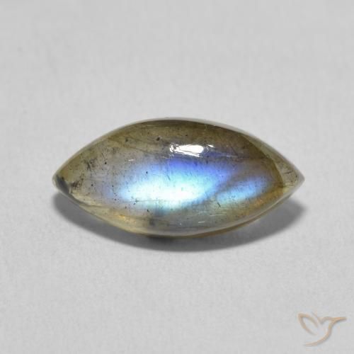 3.35ct Naturale Multicolore Labradorite, Taglio marquise, Traslucido