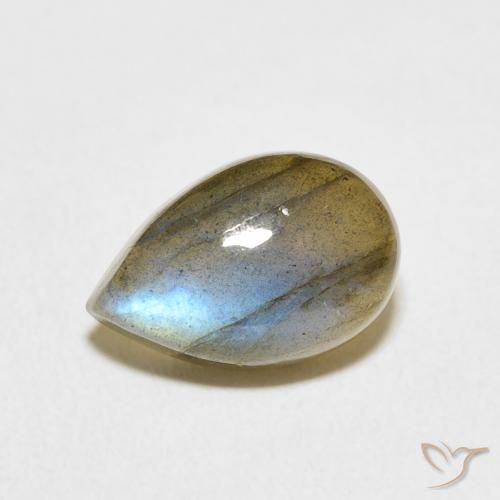 4.16ct Naturale Multicolore Labradorite, Forma a pera, Traslucido