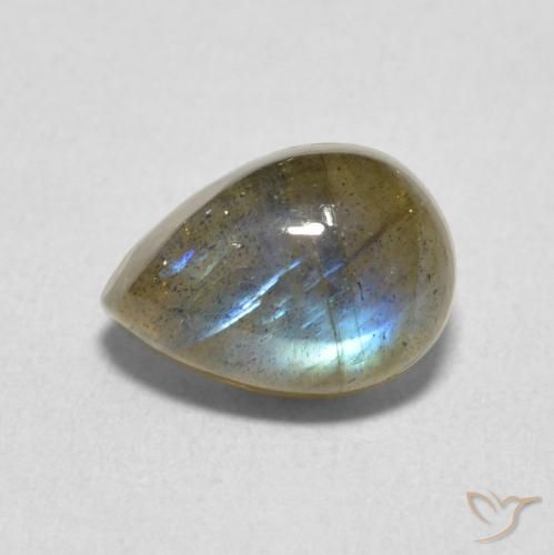 2.58ct Naturale Multicolore Labradorite, Forma a pera, Traslucido