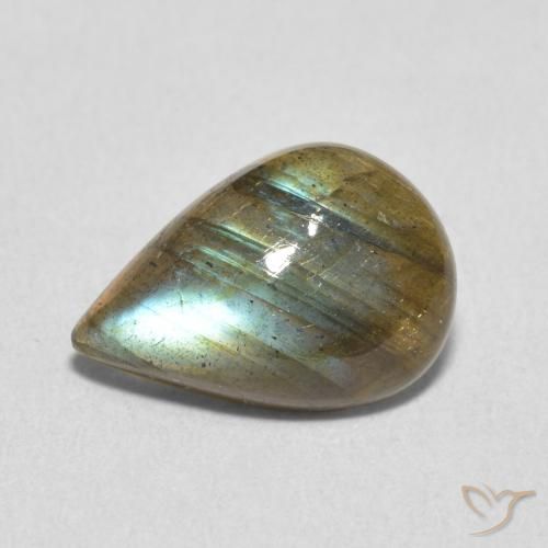 3.35ct Naturale Multicolore Labradorite, Forma a pera, Traslucido
