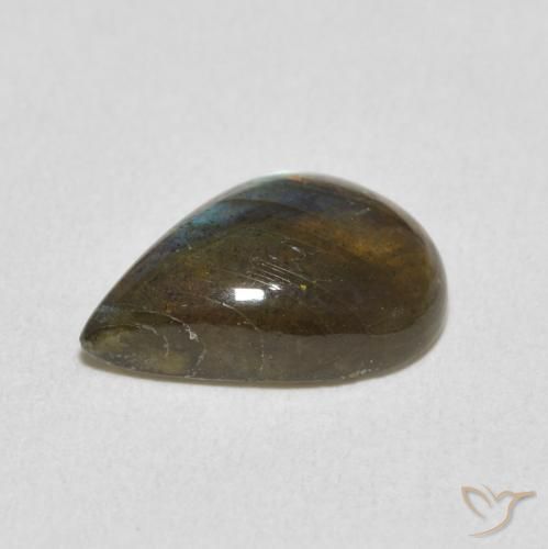 Labradorite Multicolore naturale da 3.35 ct, Forma a pera, Traslucido