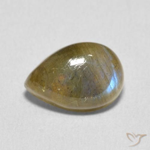 2.38ct Naturale Multicolore Labradorite, Forma a pera, Traslucido