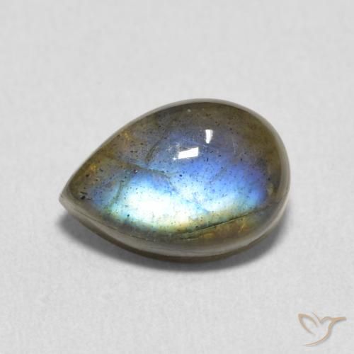 2.35ct Naturale Multicolore Labradorite, Forma a pera, Traslucido