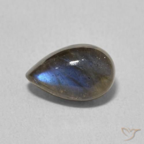 1.08ct Naturale Multicolore Labradorite, Forma a pera, Traslucido